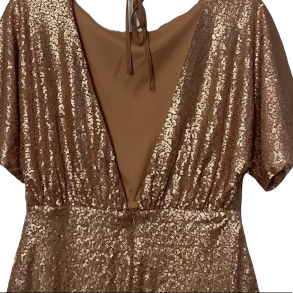 🌸2/$25 NWT Francesca’s Tatiana Rose Gold Sequined Dress - Picture 9 of 14